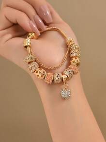 Heart Charm Bracelet - Yellow Gold - View 7