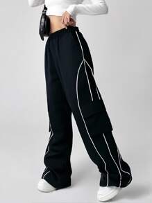 1pc Teen Girl Loose Casual Versatile Solid Outdoor Leisure Sports Workout Cargo Pants, Spring/Fall
