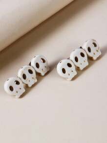 2个骷髅头装饰发夹，街头骷髅，恶魔配饰，发夹，发爪，学校用品，发饰，头部配饰，发卡 - 白色 - 查看 3