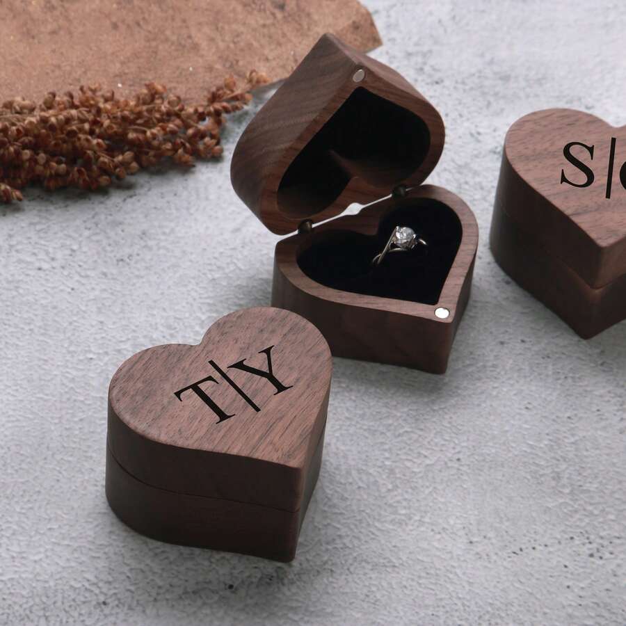 1 Pc Custom Ring Box For Wedding Ceremony, Personalized Name Ring Box