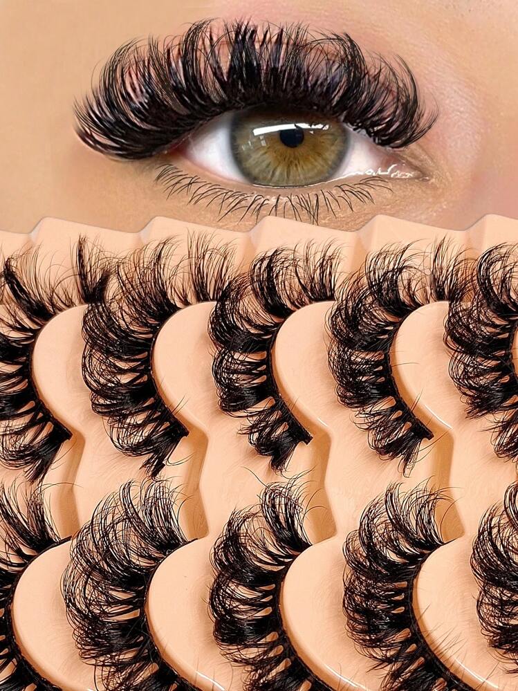 Asiteo 7 Pairs D Curl Natural Messy Faux Mink Lashes, Luxurious & Thick, Create Dramatic Makeup Look, Reusable, Easy To Wear. Fake Eyelashes, Lashes, False Eyelashes, Eyelashes - Criss Cross lashes - View 1