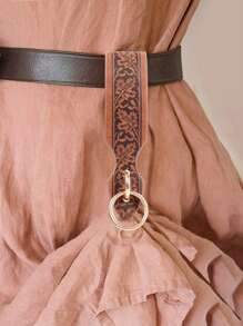 1pc Leaf Embossed Vegan Leather Skirt Hike For Renaissance Medieval Viking Belts For Renaissance Faire LARP Cosplay Costumes (Belt NOT Included) - A - View 2