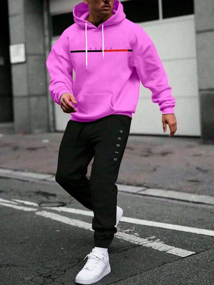 Paris Cold Weather Blouse Kit, Kangaroo Sports Jacket With Pocket, Classic Hooded Sweatshirt + Paris Pants, Men's And Women's Coat, Fashion - 淺粉色 - 查看 1