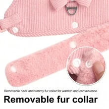 尼龙秋冬狗背带和牵引绳套装，带蝴蝶结、保暖衬里，可调节，适合宠物户外使用 - 紫色 - 查看 8