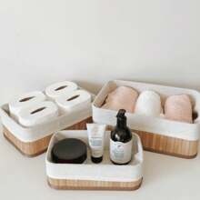 BAMBOO ORGANIZING BASKET WITH LINING - 1 PIECE - Lạc đà - Xem 1
