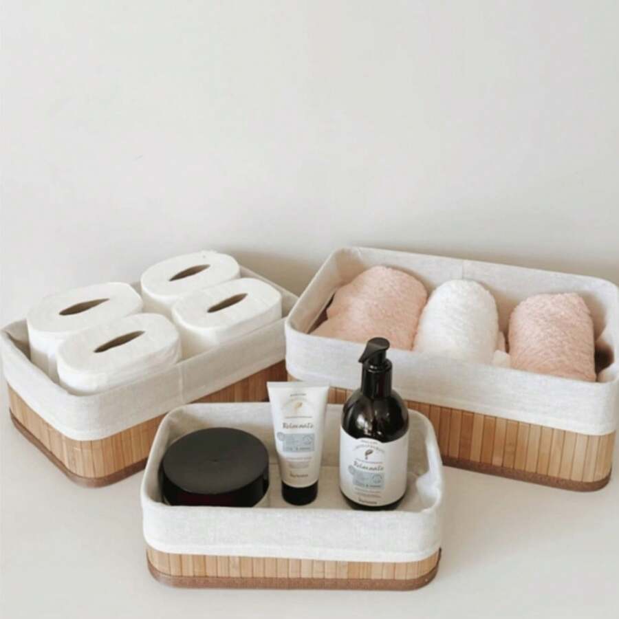 BAMBOO ORGANIZING BASKET WITH LINING - 1 PIECE - Lạc đà - Xem 1