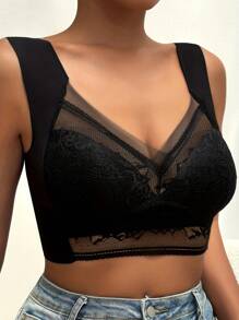 3 Pack Women'S Sexy Lace Mesh Bra Underwear, Seamless Full Coverage Wireless Support, No Wire Ring, Anti-Sagging, Seamless Underwear, Breathable Summer Thin Cup, Elegant Back Design
