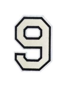 1個大號白色刺繡數字0-9衣裝貼片,可diy的棒球外套和大衣的數字徽章,可熨燙 - 杏色 - 查看 14