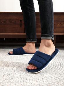 Fall/Winter Open Toe Slippers For Men, New Arrivals, 4 Seasons Indoor Household Non-Slip Floor Wear, Spring Autumn House Slippers - Navy Blue - View 4