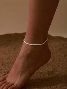 1 pezzo Cavigliera della moda semplice e elegante signora perline elastico