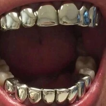 THATBOY 1 pieza/2 piezas Juego de dientes (Grillz) chapado en oro de 18K con acabado brillante, estilo Hip Hop y Cyberpunk, para despedida de soltera