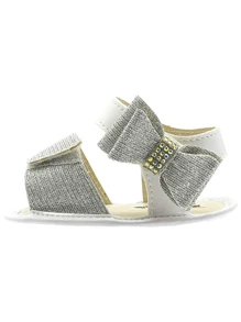 Cool Baby Girl's Sandals With Bow And Glitter Summer Baptism Ready For Delivery 22-01 White - 白色 - 查看 2