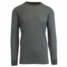 Men's Classic Waffle-Knit Crew Neck Thermal Shirt - Charcoal - View 1