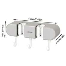 1 pièce Support mural pour balai et vadrouille avec crochets, organisateur puissant et autoadhésif pour balai et vadrouille pour jardin et garage, sans perçage, facile à installer et pratique à ranger