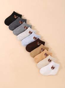 10 Pairs Of Baby Boat Socks Cute Bear Pattern Nude Socks Toddler Low Socks Suitable For Boys And Girls Teddy Bear Socks