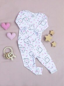SHEIN Cozy Cub 3 Piece Combo Sets Bodysuit And Romper Pants For Women Ribbed Knit 6 Pieces Ribbed Knit Fresh Soft Comfortable For Baby Girl Delicate And Charming Prints - Nhiều màu - Xem 9