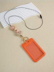 1 pezzo Elegante portachiavi a cordino con ciondolo a forma di cuore e perline in silicone, portachiavi a fiore di margherita fatti a mano di grandi dimensioni, portacarte e porta badge per studenti, insegnanti, medici e infermieri come regalo - Multicolore - Visualizzare 13