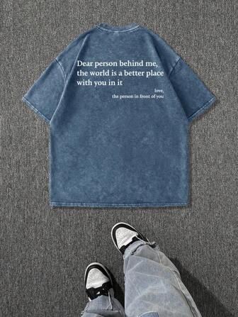 Leuk bedrukt T-shirt voor heren met verlaagde schouders