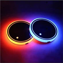 Luces LED para portavasos de coche, 7 colores cambiantes, carga por USB, almohadilla impermeable para vaso, luz de ambiente LED decorativa para interior de coche, accesorios para automóvil