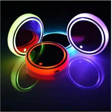 Luces LED para portavasos de coche, 7 colores cambiantes, carga por USB, almohadilla impermeable para vaso, luz de ambiente LED decorativa para interior de coche, accesorios para automóvil