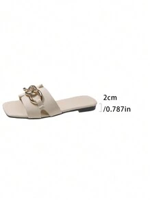 (Coupe large) Sandales à enfiler carrées avec boucle, nouvelles sandales mode été femme extérieure anti-dérapante plate style français Ins