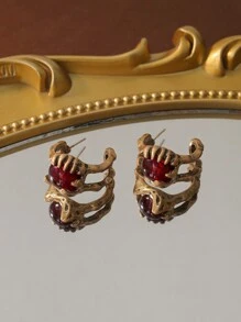 复古 Mireille 珠宝套装包括耳环、戒指、项链，仿古饰面，电镀 - 做舊金 - 查看 8