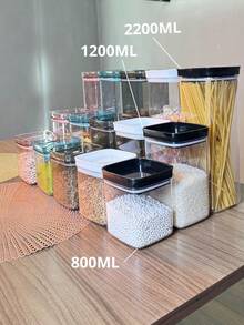 Hermetically Sealed Jar In Crystal Acrylic With Lock And Stackable Design (800 ML, 1200ML And 2200 ML) - 乾淨的黑色 - 查看 5