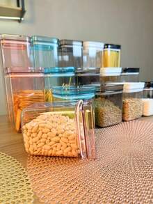 Hermetically Sealed Jar In Crystal Acrylic With Lock And Stackable Design (800 ML, 1200ML And 2200 ML) - 乾淨的黑色 - 查看 6