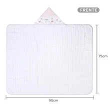 Soft Baby Bath Towel 100% Cotton 3 Layers Of Diaper With Hood 90X75CM Embroidered - 粉色 - 查看 2