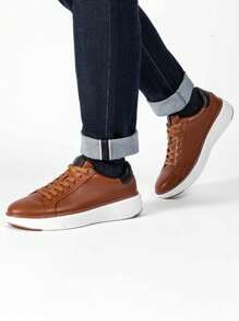 Stylish Men's Casual Dress Sneakers - Comfortable Versatile Fashion Footwear For Every Occasion - 棕色 - 查看 2