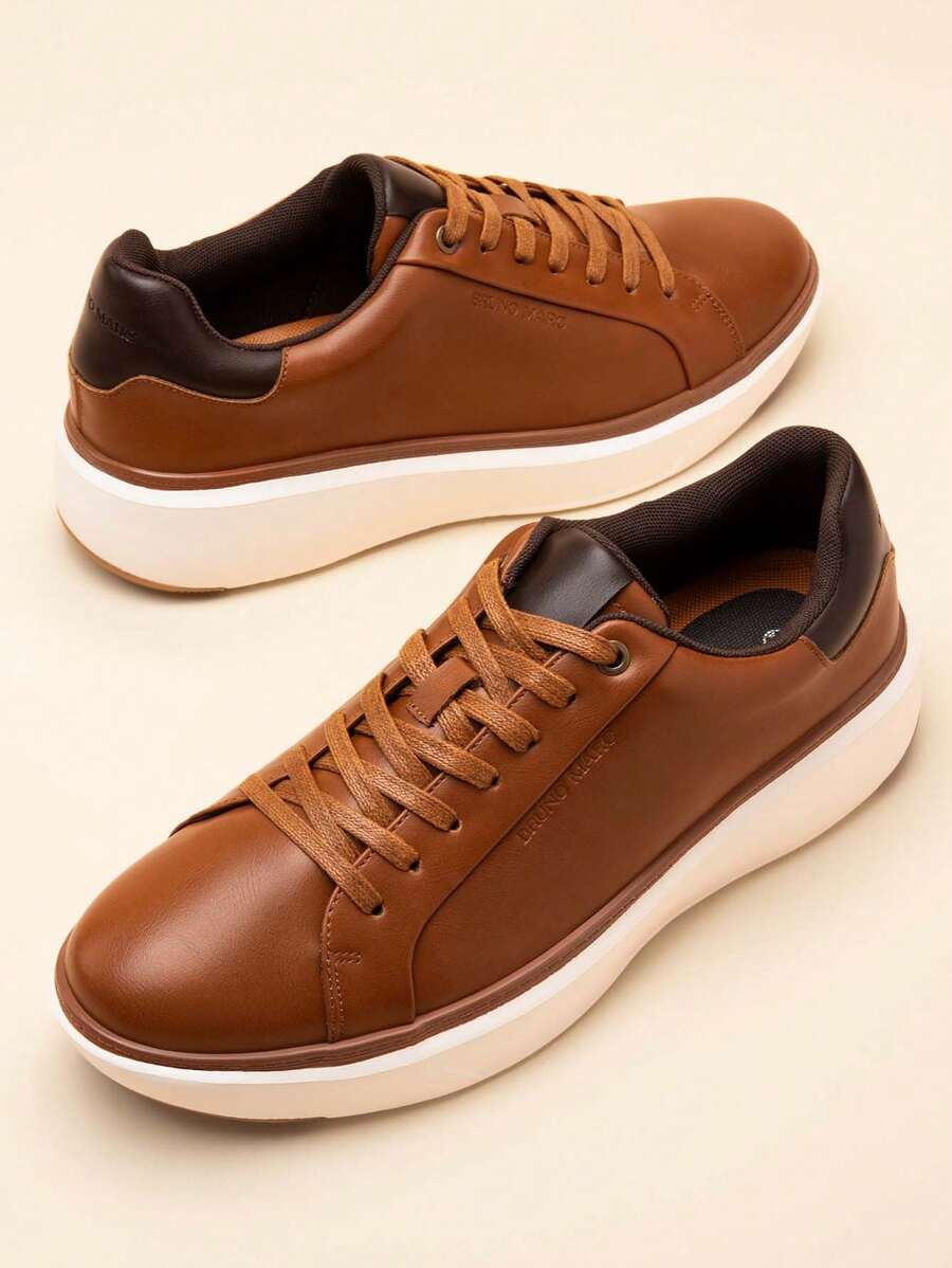 Stylish Men's Casual Dress Sneakers - Comfortable Versatile Fashion Footwear For Every Occasion - 棕色 - 查看 1