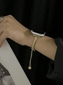 1pc Compatible With Apple Watch Band Women's Exquisite Slim Metal Bracelet With Rhinestone Smart Band, Compatible With Apple Watch38/40/41/42/44/45/46/49mm, Compatible With Apple Watch Series Ultra/SE/10/9/8/7/6/5/4/3/2/1, Length Can Be Adjusted Without Tools, Cute And Considerate Business Metal Bracelet, Can Be Matched With Any Outfit, Can Also Be Given As A Girlfriend's Birthday Gift Valentine's Day Gift - Gold - View 6