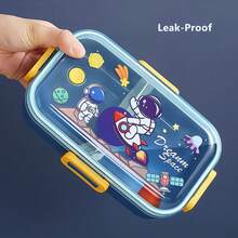 Leakproof Plastic Microwave Bento Lunch Box With Spoon For Kids - Hồng - Xem 2