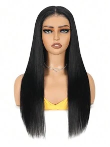 6X4 Glueless Human Hair Wigs Wear And Go Brazilian Straight Human Hair Wigs Transparent Lace Front Wigs Human Hair Pre Plucked Pre Cut Lace Already Natural Black Hair For Women Human Hair Wig Beginner Friendly 14-34 Inches Available - Black - View 3