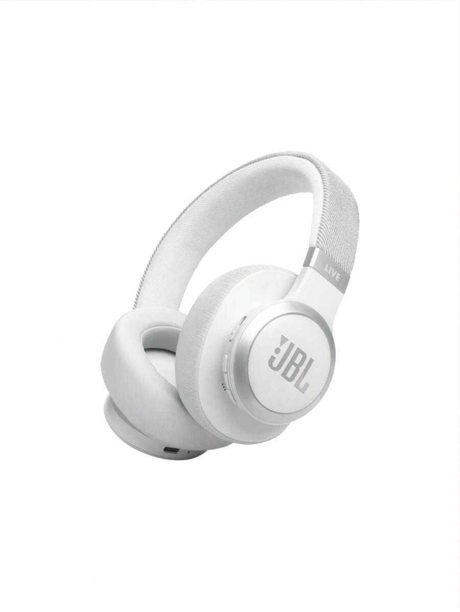 JBL LIVE770NC Over-Ear True Wireless Bluetooth Headphones Adaptive Active Noise Cancelling High Sound Quality Hi-Res Gold Label Certified Music Game Gaming Headphones - White
