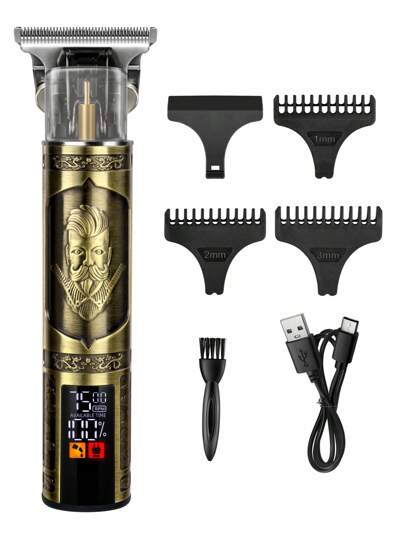 高级专业古铜色电动理发器，功率足，高效剃发，可剪多种发型，液晶屏直观，配备三限位梳子和清洁刷，男士必备，家庭必备，适用于旅行和节日礼物