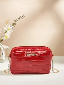 1pc Girls' Crocodile Pattern Cute Minimalist Chain Crossbody Square Bag, Suitable For Daily Use, Best Gift Choice - M813B - View 7