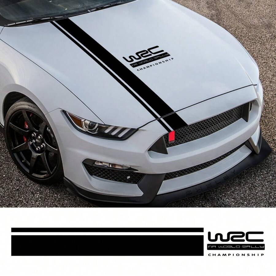 汽车引擎盖贴纸 通用适用于福克斯大众雷诺丰田日产 WRC 汽车改装配件条纹引擎盖乙烯基装饰贴花 - 均碼 - 查看 1