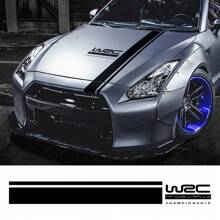 汽车引擎盖贴纸 通用适用于福克斯大众雷诺丰田日产 WRC 汽车改装配件条纹引擎盖乙烯基装饰贴花 - 均碼 - 查看 2