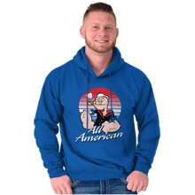 Popeye The Sailor Man Hoodie Sweatshirt Men - Royal - View 1
