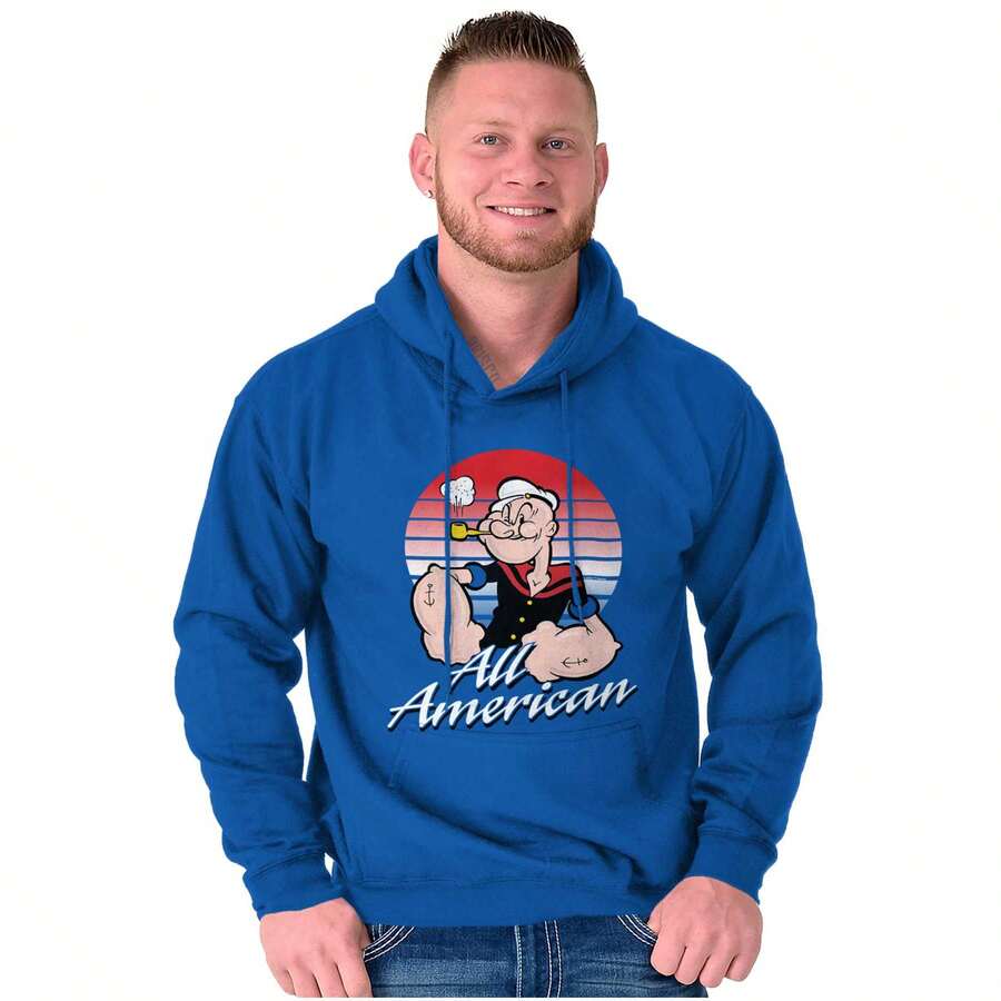 Popeye The Sailor Man Hoodie Sweatshirt Men - Royal - View 1