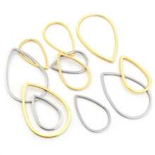 20pcs 304 Stainless Steel Gold Plated Charms Pendant Drop Shape Closed Frame Rings For DIY Earring Jewelry Makings Findings Accessories