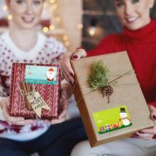 500 张/卷圣诞标签贴纸礼品包装包装卡贴纸适用于圣诞派对礼品装饰用品 - 彩色 - 查看 2