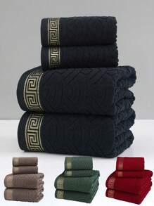 QIBHI 1/2/3 piezas Toalla de baño o sábana de baño con hilos dorados de jacquard, muy absorbente y suave, adecuada para el hogar, parejas, baño/playa, disponible en varios tamaños para salón de belleza, baño del hogar