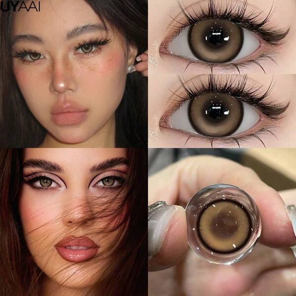 UYAAI 1 paire - Lentilles de contact colorées naturelles pour toute l'année, grand diamètre, convient pour les rendez-vous, le port quotidien, les costumes d'Halloween, le cosplay