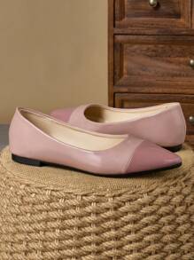Women's Fashion Pointed Toe Patchwork Flats Casual High-End Party Shoes, Purple