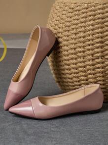 Women's Fashion Pointed Toe Patchwork Flats Casual High-End Party Shoes, Purple