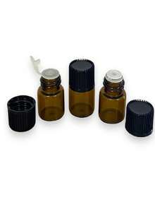 Amber Glass Sample Bottle With Dropper 1ml With Bung Plug - Kit With 20 - Rust Brown - View 1