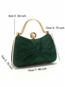 New Arrival Design Women Evening Bags Event Wedding Bridal Handbags Bow Satin Ruched Handle Clutch Pink Color Glitter Box Banquet Gift Handbags - Green - View 2