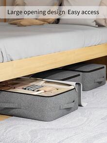 1PC Bed Bottom Storage Bag With Super Large Capacity For Clothes, Blankets, Packaging And Organizing Bags, Transparent Window Moving Bags For Blankets, Upgraded Thick Fabrics, Widened Comfortable Handles, Suitable For Home Storage, Under Bed Storage, And Warehouse Storage. Dress Pants Shoes Jeans Boots Skirt - Grey - View 5